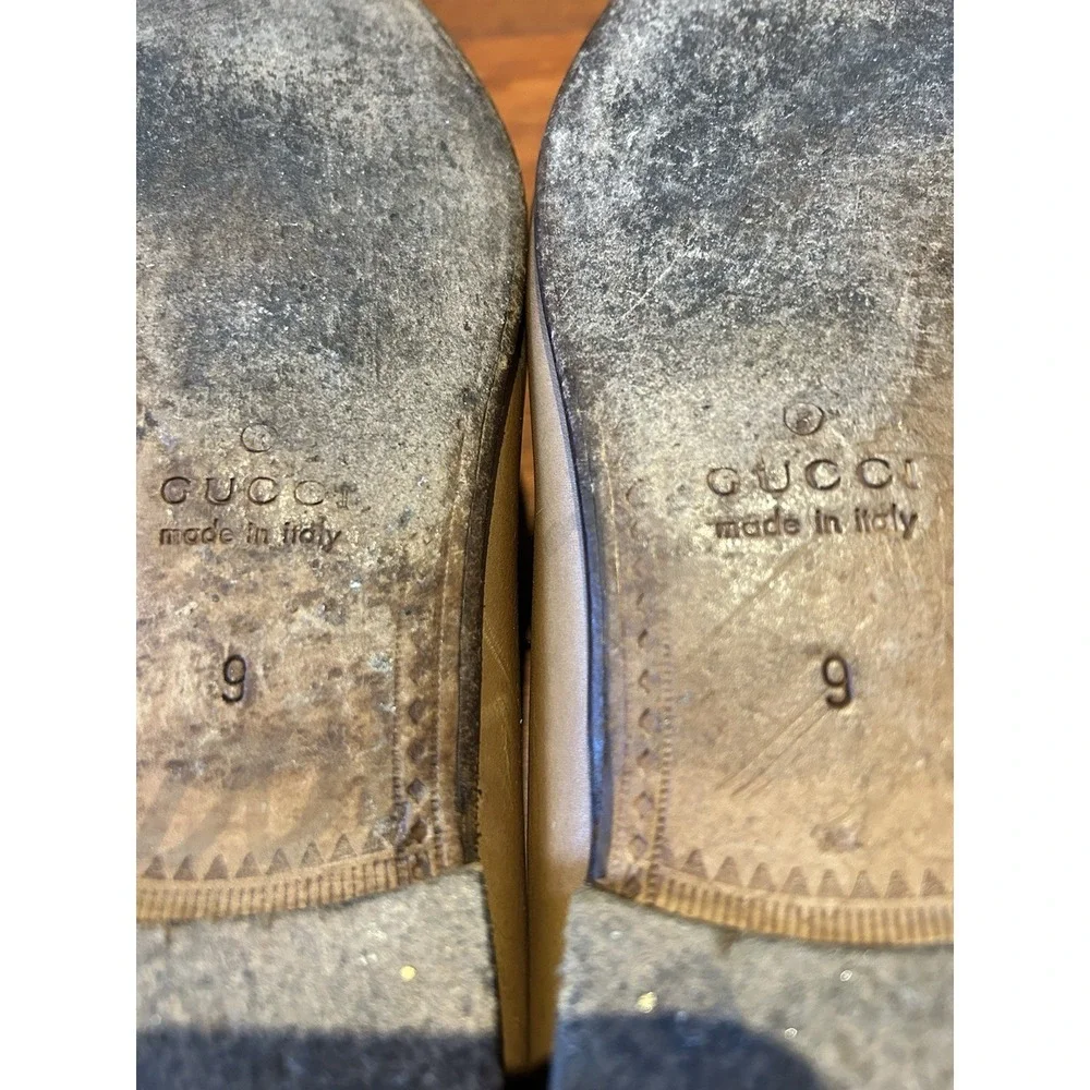 Gucci Brown Studded Leather Horsebit Loafers